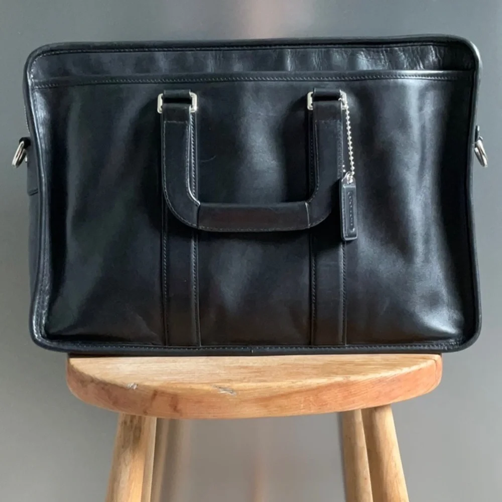 Coach Leather Briefcase Black
